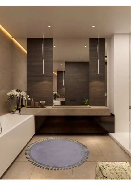 Yuvarlak Örgüllü Pelüş Kaymaz Taban Halı Yatak Odası Salon Odası Mutfak Ofis Banyo Paspas Rbt