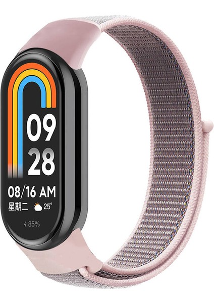 Xiaomi Mi Band 8 Zore Krd-03 Hasır Kordon-Pink Sand
