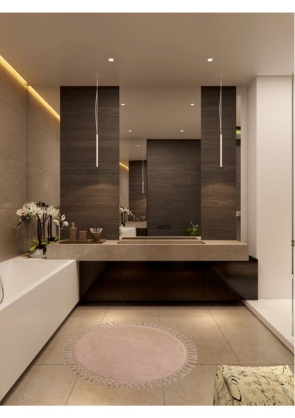Yuvarlak Örgüllü Pelüş Kaymaz Taban Halı Yatak Odası Salon Odası Mutfak Ofis Banyo Paspas Rbt