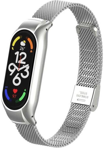 Xiaomi Mi Band 7 Uyumlu Krd-06 Metal Kordon - Gümüş