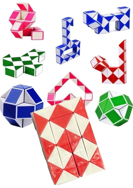 5 Adet Magic Snake Rubik Şekilden Şekle Giren Sihirli Yılan Zeka Küpü Oyuncak modelleri