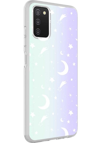 Galaxy A03S Kılıf Zore M-Blue Desenli Kapak-Moon No4