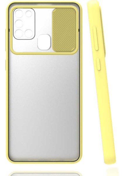 Atlas Galaxy A21s Kılıf Lensi Kapak-Sarı