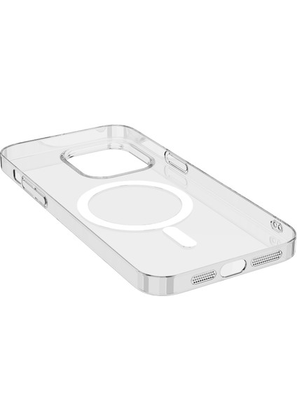 Apple iPhone 14 Pro Max Kılıf Zore Wireless Şarj Özellikli Şeffaf Tek Kamera Çerçeveli Porto Kapak-Renksiz