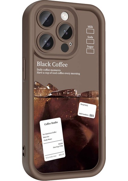 Atlas iPhone 15 Pro Kılıf Kamera Korumalı Baskılı Arka Yüzey Klas Kapak-Koyu Kahve