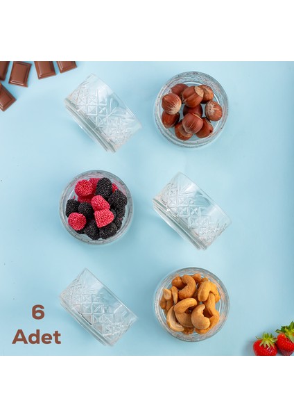 Te-10 Cam Kase Puding Tatlı ve Dondurma Kasesi 6'lı Kase Seti Dondurma Çerez Kasesi 4*7 cm