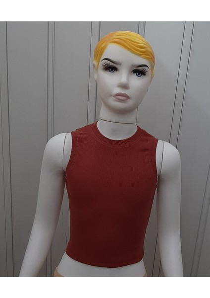 Kalın Askılı Pedsiz Fitilli Kaşkorse Body Crop S-M Kahve Rengi