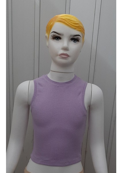 Kalın Askılı Pedsiz Fitilli Kaşkorse Body Crop S-M Lila Rengi