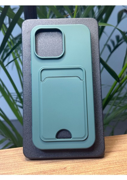 Apple iPhone 14 Pro Max Darbe Emici Silikon Yapı Deri Görünüm Kamera Çerçeve Koruyuculu Kartlıklı Gennwallet Kılıf