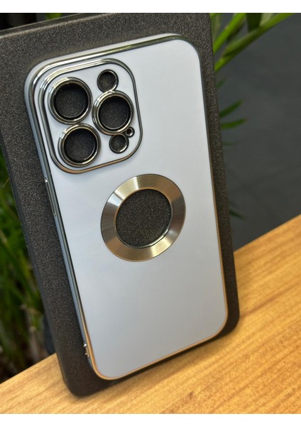 Apple iPhone 14 Pro Max Kamera Cam Lensli Parlak Renk Logo Etrafı Metal Görünüm Gennprestıge Kılıf