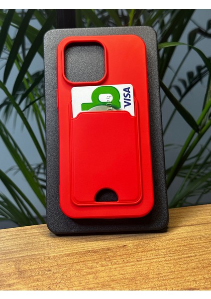 Apple iPhone 14 Pro Darbe Emici Silikon Yapı Deri Görünüm Kamera Çerçeve Koruyuculu Kartlıklı Gennwallet Kılıf