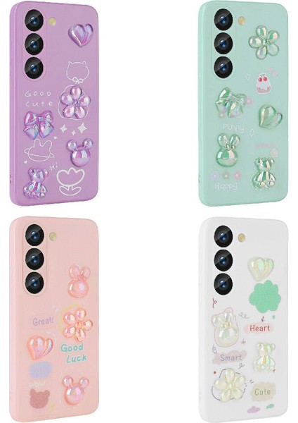 Galaxy A54 Kılıf Kabartma Figürlü Parlak Toys Silikon Kapak-Beyaz