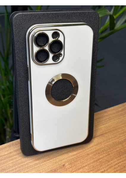 Apple iPhone 13 Pro Max Kamera Cam Lensli Parlak Renk Logo Etrafı Metal Görünüm Gennprestıge Kılıf