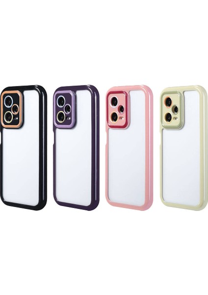 Xiaomi Redmi Note 12 Pro 5g Kılıf Kamera Korumalı Renkli Kenar ve Çerçeve Tasarımlı Vitamin Kapak-Derin Mor