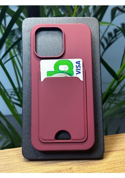 Apple iPhone 13 Pro Max Darbe Emici Silikon Yapı Deri Görünüm Kamera Çerçeve Koruyuculu Kartlıklı Gennwallet Kılıf