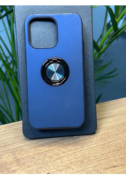 Apple iPhone 13 Pro Özel Darbe Emici Dış Sert Pc Kapak Sert Kauçuk Silikon A+ Koruma Yüzük ve Stand Özellikli Gennhold Kılıf