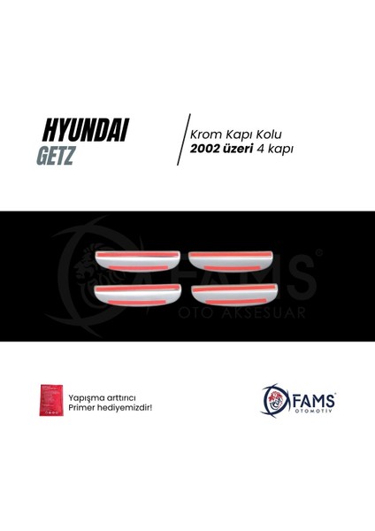 Hyundai Getz Krom Kapı Kolu 4 Kapı 2002> Paslanmaz Çelik