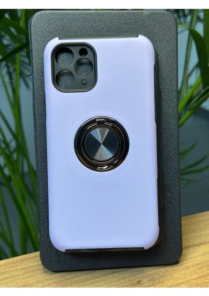 Apple iPhone 12 Kamera Çerçeve Korumalı Özel Darbe Emici Dış Sert Pc Kapak Sert Kauçuk Silikon A+ Koruma Yüzük ve Stand Özellikli Gennclutch Kılıf