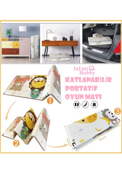 Infant Hobby Dream İt Katlanabilir Çift Taraflı Oyun Matı Oyun Halısı180X160X1 CM