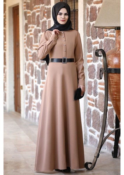 Masal Tesettür Elbise Camel
