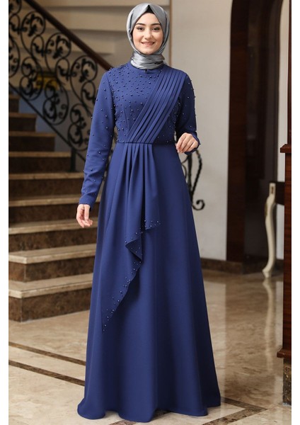 Manolya Tesettür Elbise Indigo