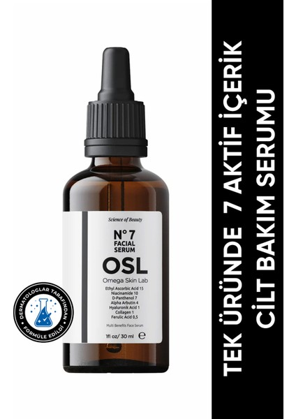 Omega Skin Lab Tek Üründe 7 Aktif Cilt Bakım Serumu - No:7 Facial Serum 30ml