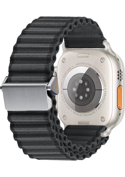 Watch 44MM Uyumlu KRD-123 Naylon Kumaş Hasır Örgülü Kordon-Siyah