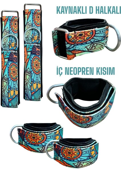 Ayak Bilek Kayışı Ayak Çekiş Aparatı Direnç Egzersiz Lastiği Çekme Aparatı Dijital Baskılı 1 Çift