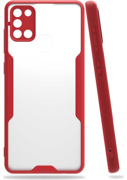 Atlas Galaxy A21s Kılıf Parfe Kapak-Kırmızı