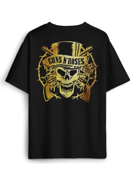 Rock Music Guns N Roses Sırt Ön Baskılı Oversize Tişört Unisex T-Shirt