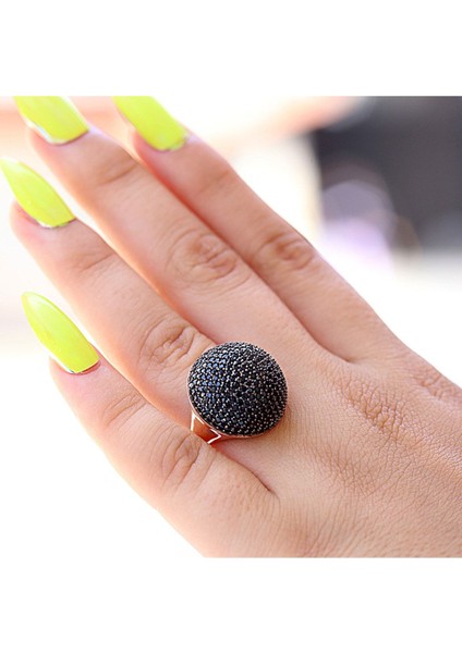 Siyah Taşlı Karpuz Gümüş Yüzük fırsatları