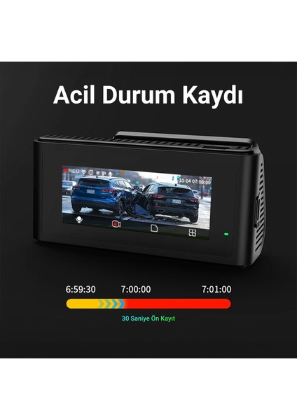 D11 2 Kameralı Ön / Arka 4K+1080P Sony Starvıs Sensörlü Yapay Zeka Destekli Wi-Fi Gps'li Araç Kamerası