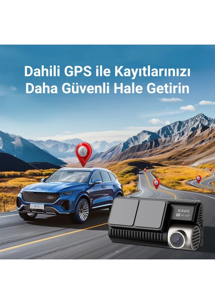 D11 2 Kameralı Ön / Arka 4K+1080P Sony Starvıs Sensörlü Yapay Zeka Destekli Wi-Fi Gps'li Araç Kamerası
