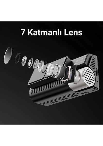 D11 2 Kameralı Ön / Arka 4K+1080P Sony Starvıs Sensörlü Yapay Zeka Destekli Wi-Fi Gps'li Araç Kamerası
