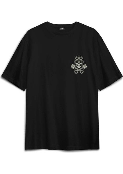Skull Repair Tamirci Kuru Kafa Sırt Ön Baskılı Oversize Tişört Unisex T-Shirt fiyatları