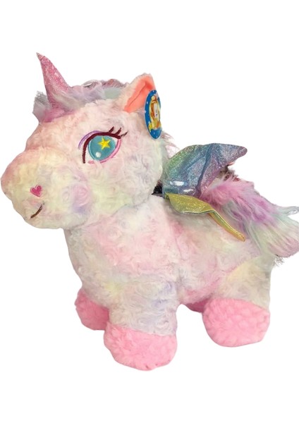 Pembe Parlak Peluş Unicorn Ponny Büyük Boy Uyku Arkadaşı 40 cm