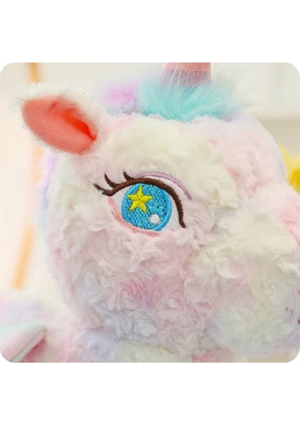 Pembe Parlak Peluş Unicorn Ponny Büyük Boy Uyku Arkadaşı 40 cm