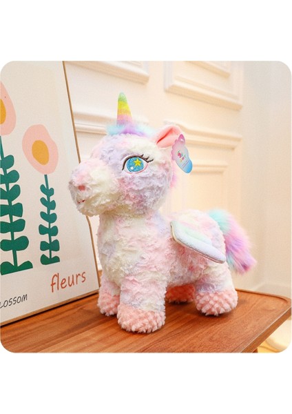 Pembe Parlak Peluş Unicorn Ponny Büyük Boy Uyku Arkadaşı 40 cm