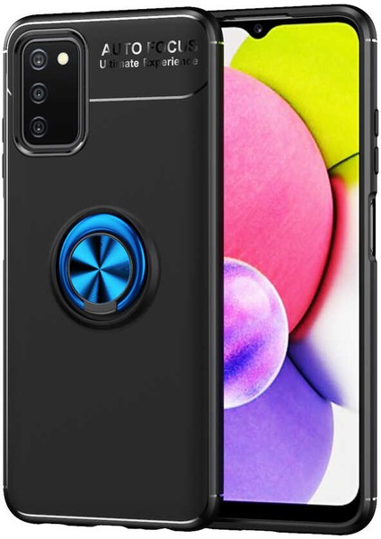 Galaxy A03S Kılıf Zore Ravel Silikon Kapak-Siyah-Mavi