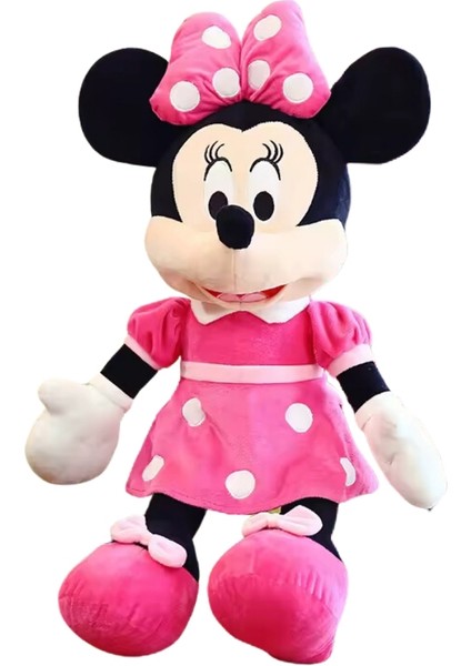 Pembe Elbiseli Peluş Mini Minnie Mouse Fare Büyük Boy Uyku Arkadaşı 40 cm