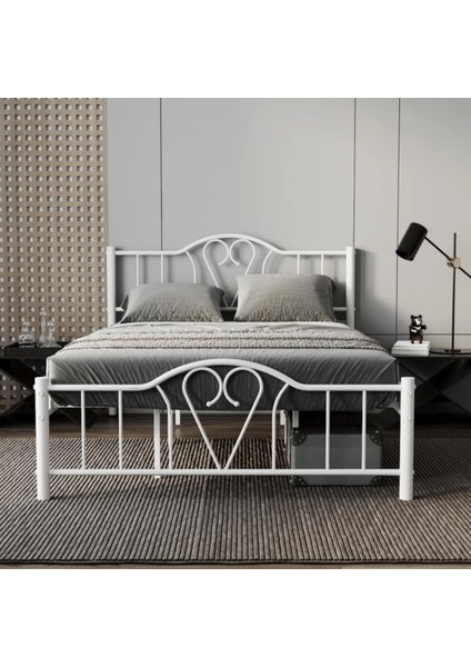Orkide Tek Kişilik Ferforje Beyaz Metal Karyola 120 x 200