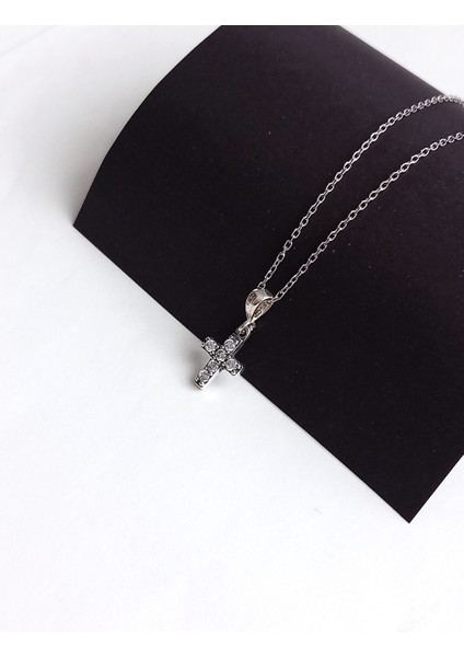 Gümüş Haç Küçük Boy Çarpı Tasarım Zirkon Taşlı Kadın Kolye Doğum Günü Hediye fiyatları