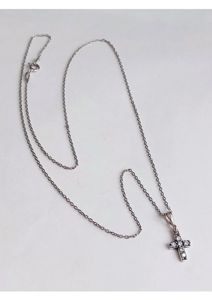 Gümüş Haç Küçük Boy Çarpı Tasarım Zirkon Taşlı Kadın Kolye Doğum Günü Hediye modelleri