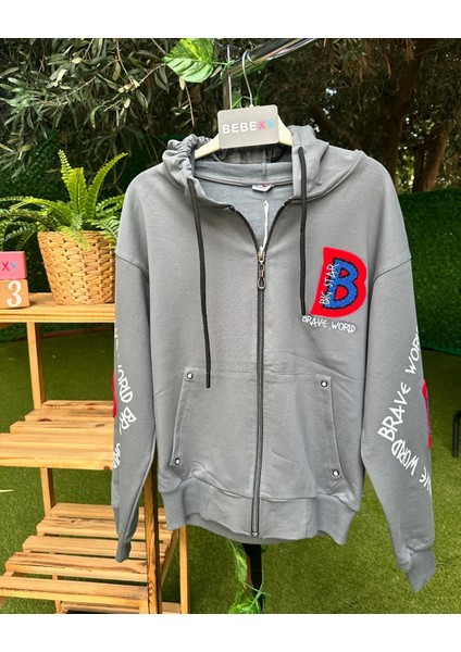 Brave World Kapüşonlu Ceket Gri