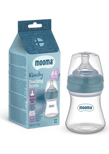 Kindy Biberon 150 ml 0-6 Ay (Yavaş Akış) - Bowl Blue