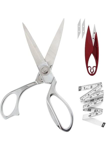 Profesyonel Metal Terzi Makası Gümüş Renkli Büyük Boy 26 cm Set
