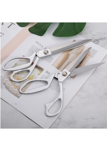 Profesyonel Metal Terzi Makası Gümüş Renkli Büyük Boy 26 cm Set