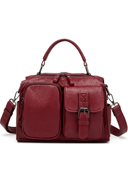 Yıkama Deri Sırt Askılı Kadın Çantası 21K Barcelona 1916