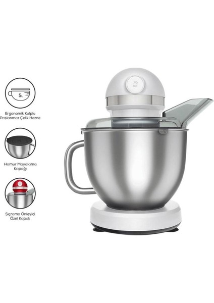 Mastermaid Chef Pro Çift Kollu Stand Mikser Pearl White Premium 6 Kademeli 1750 W Güçlü Motor - 6 Kademe, Çırpma, Yoğurma, Karıştırma fırsatları