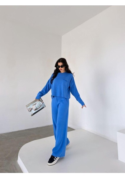 Bisiklet Yaka Oversıze Cepli Triko Takım